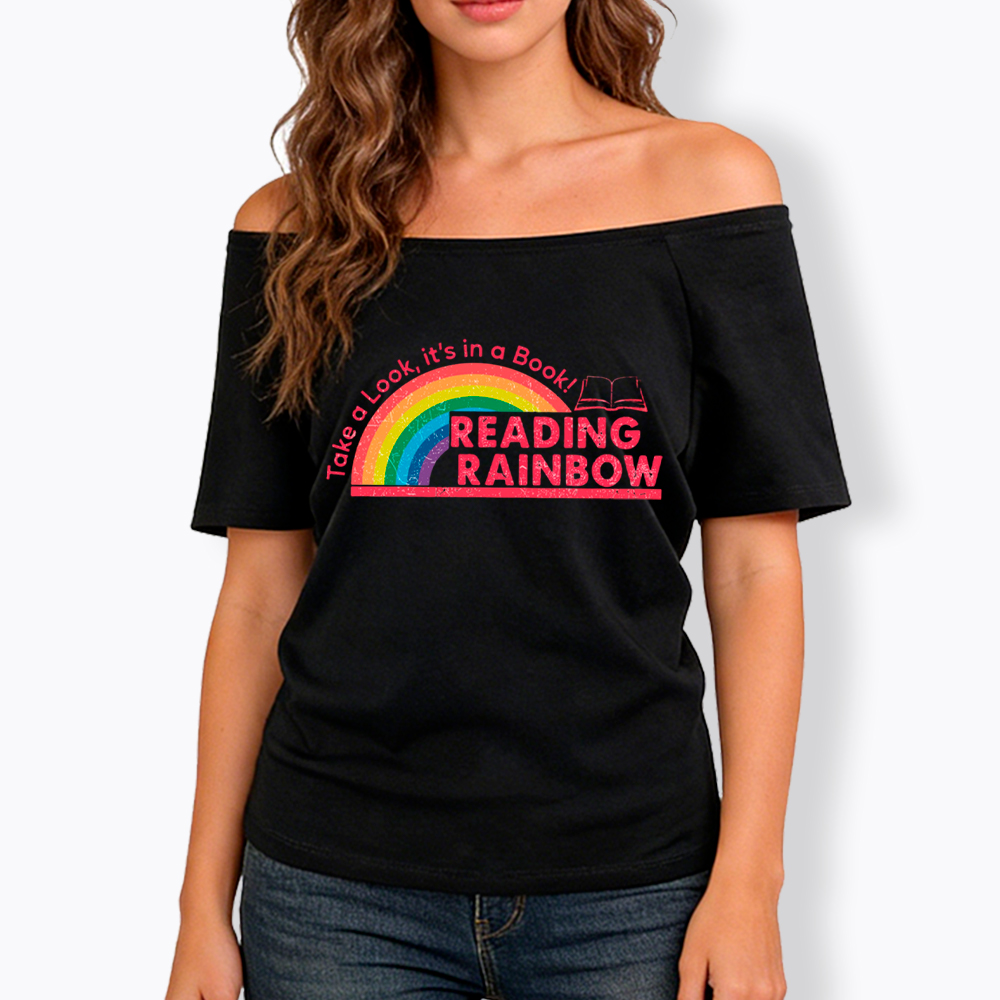 Take a Look, It’s in a Book Off Shoulder T-Shirt