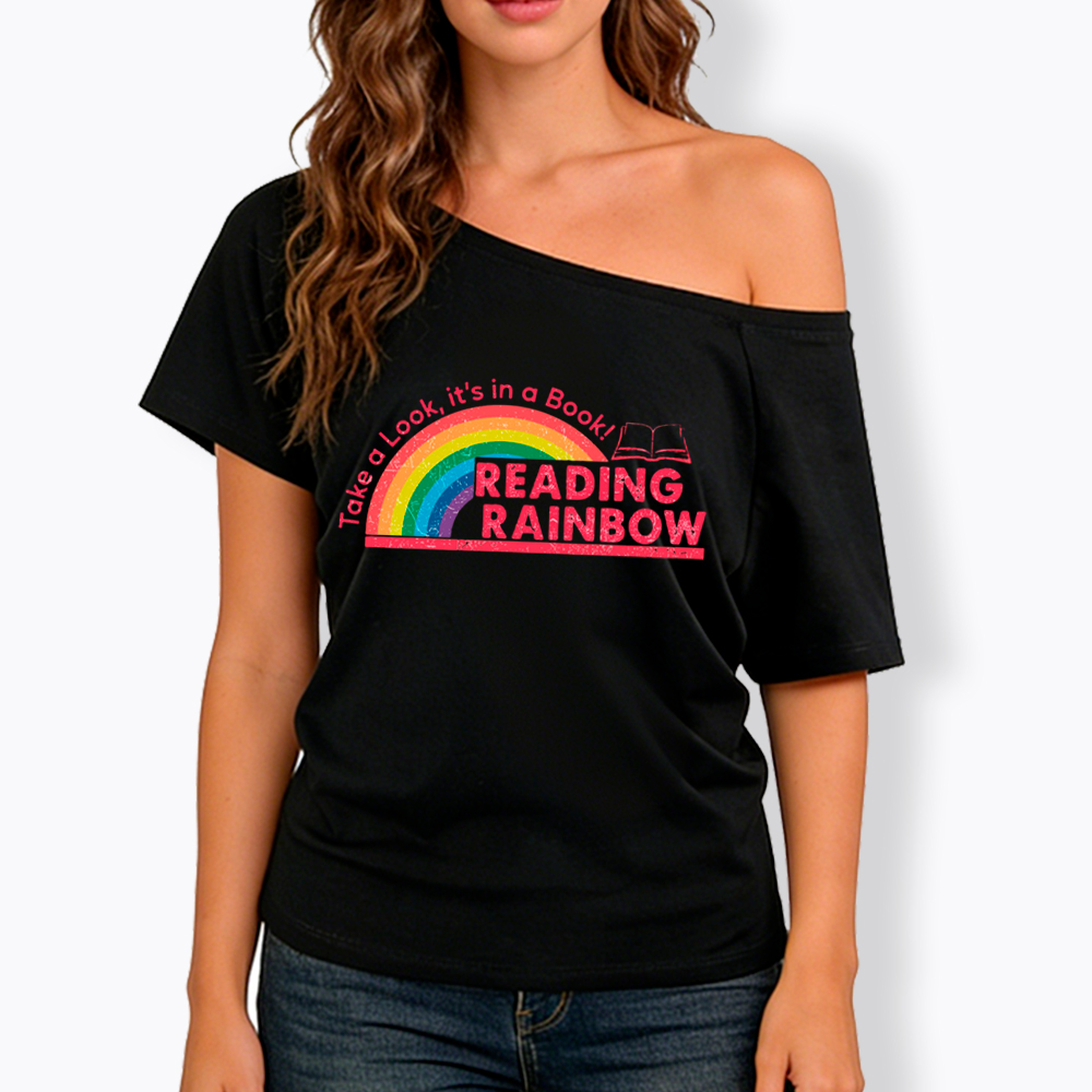 Take a Look, It’s in a Book Off Shoulder T-Shirt