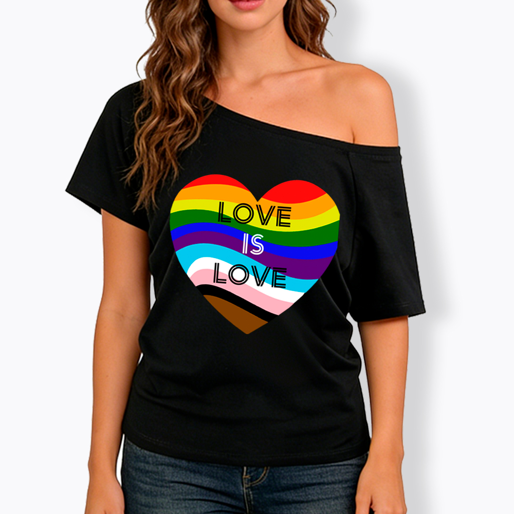 Love is Love Off Shoulder T-Shirt