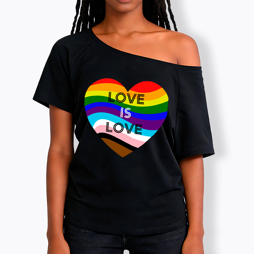 Love is Love Off Shoulder T-Shirt