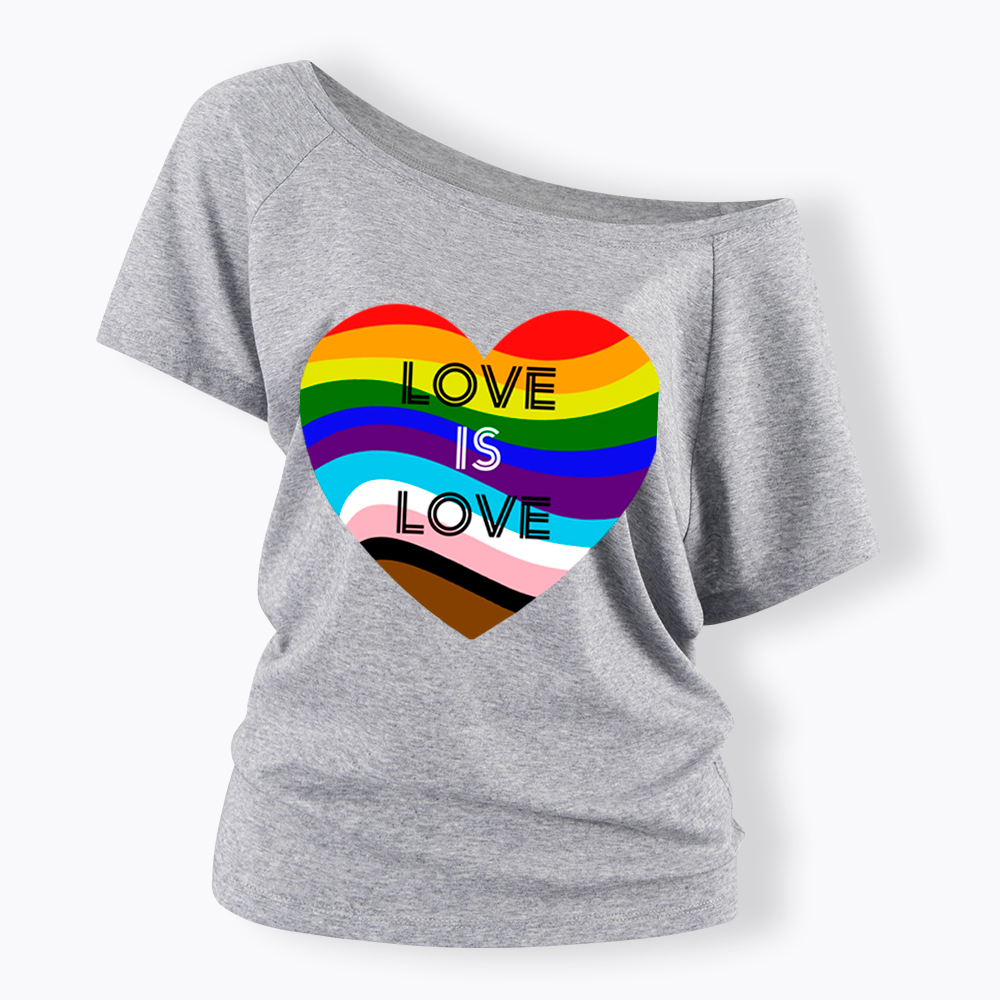 Love is Love Off Shoulder T-Shirt