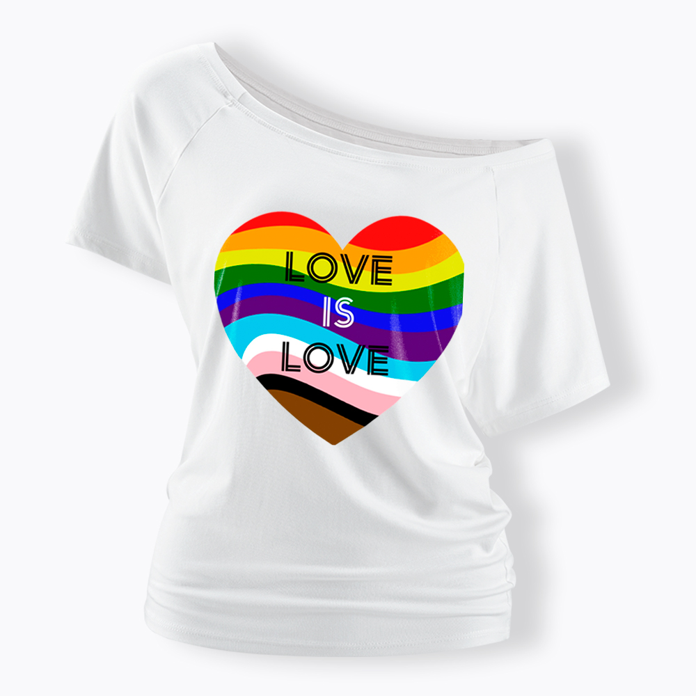 Love is Love Off Shoulder T-Shirt