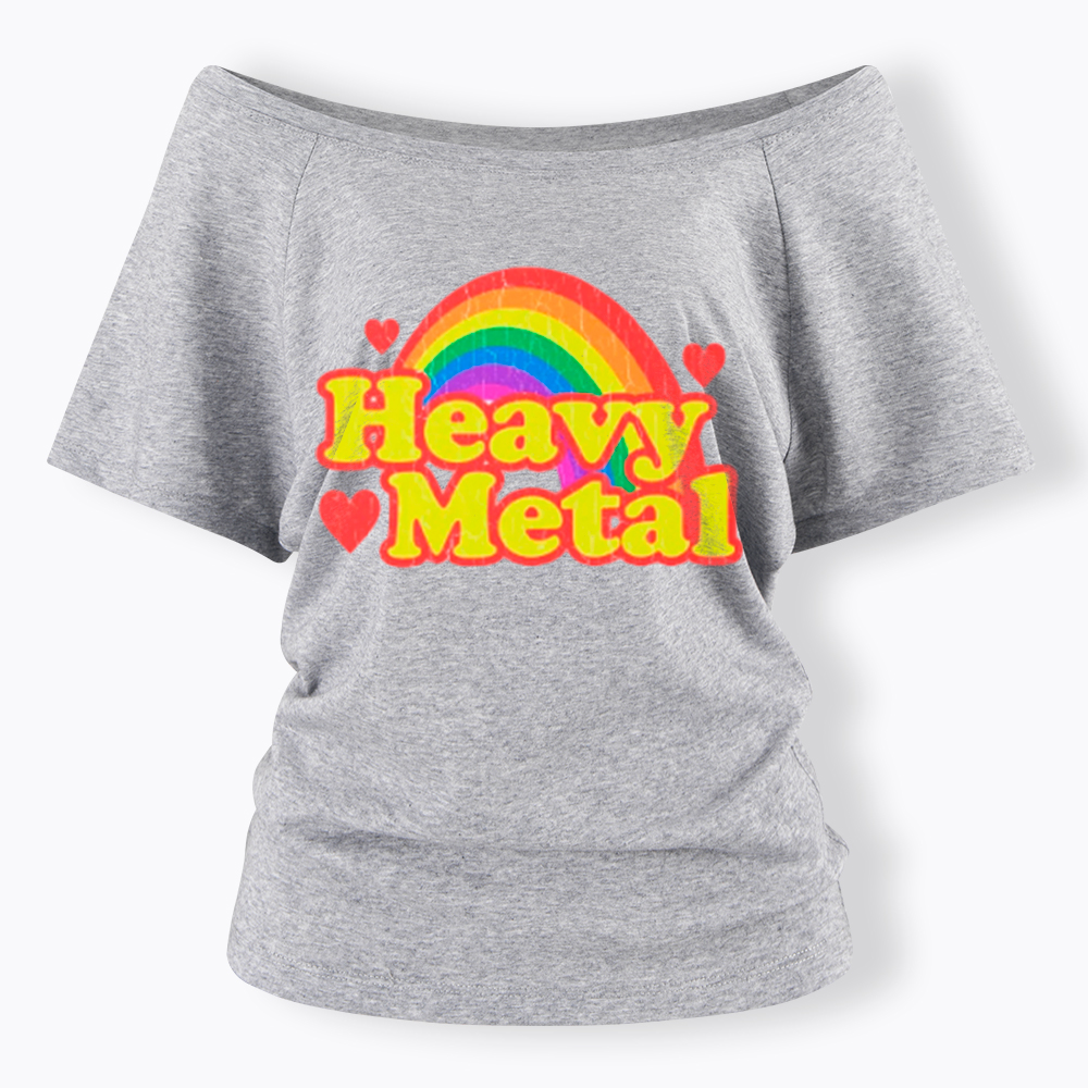 Funny Heavy Metal Rainbow Off Shoulder T-Shirt