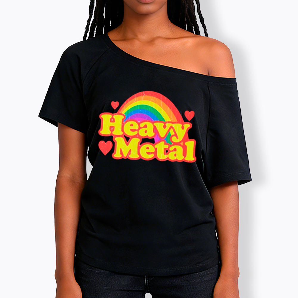 Funny Heavy Metal Rainbow Off Shoulder T-Shirt