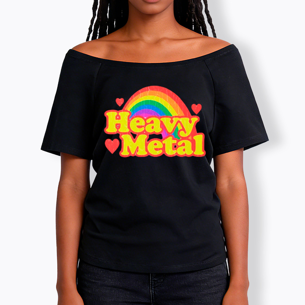 Funny Heavy Metal Rainbow Off Shoulder T-Shirt