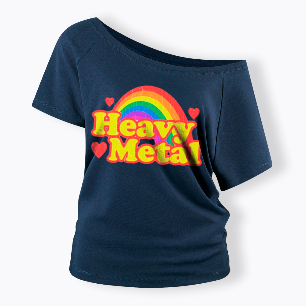 Funny Heavy Metal Rainbow Off Shoulder T-Shirt