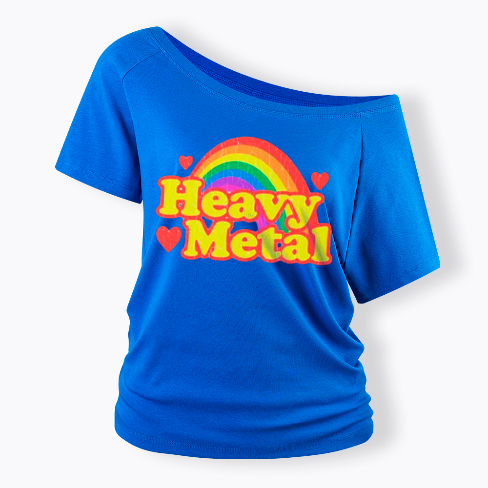 Funny Heavy Metal Rainbow Off Shoulder T-Shirt