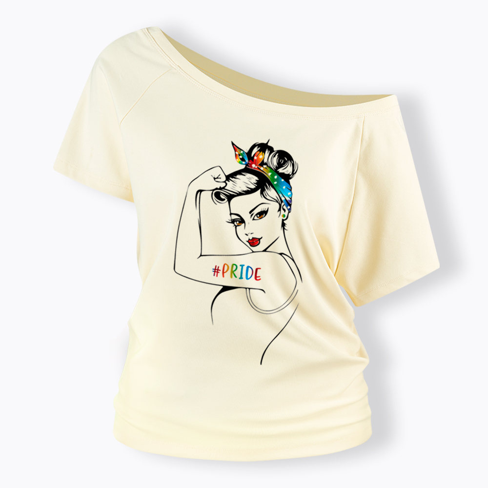 Rainbow Pride Off Shoulder T-Shirt