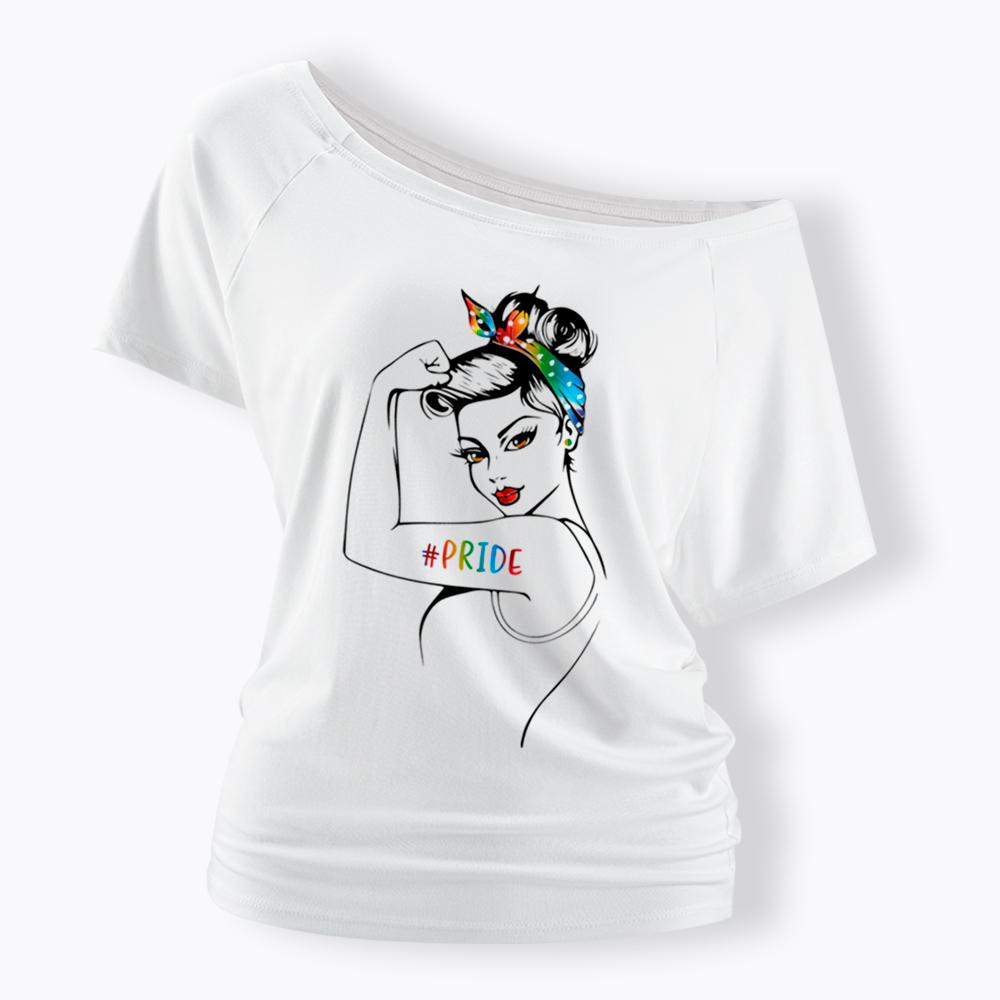 Rainbow Pride Off Shoulder T-Shirt