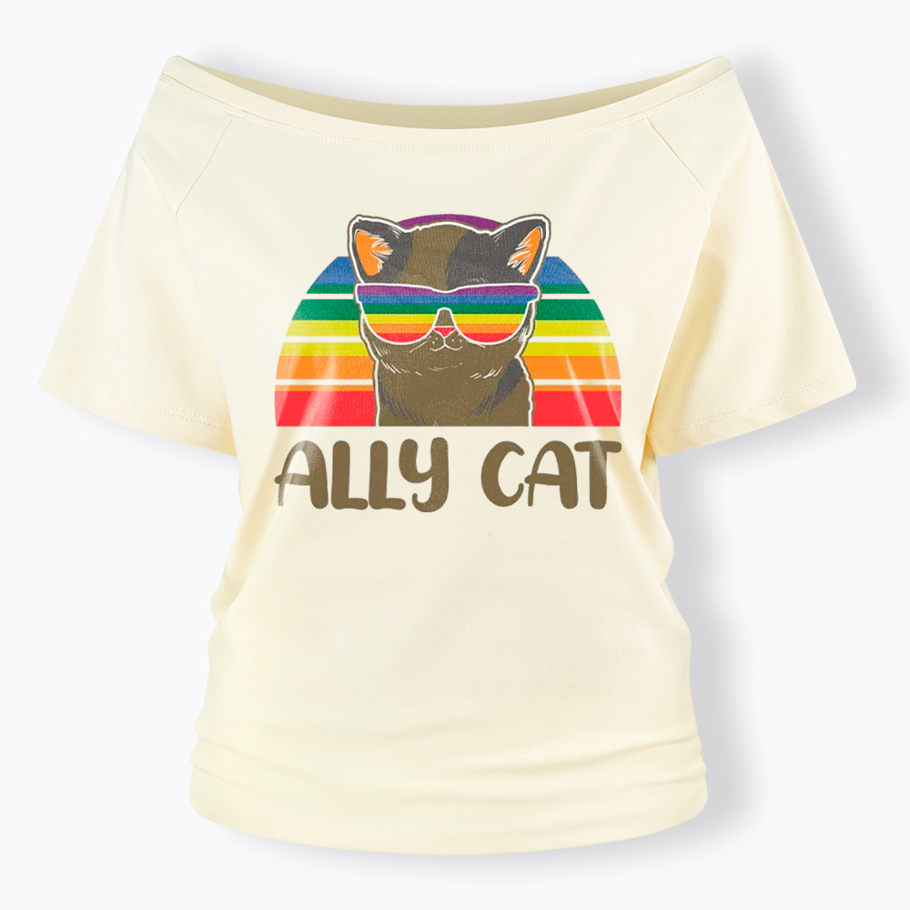 Ally Cat Off Shoulder T-Shirt