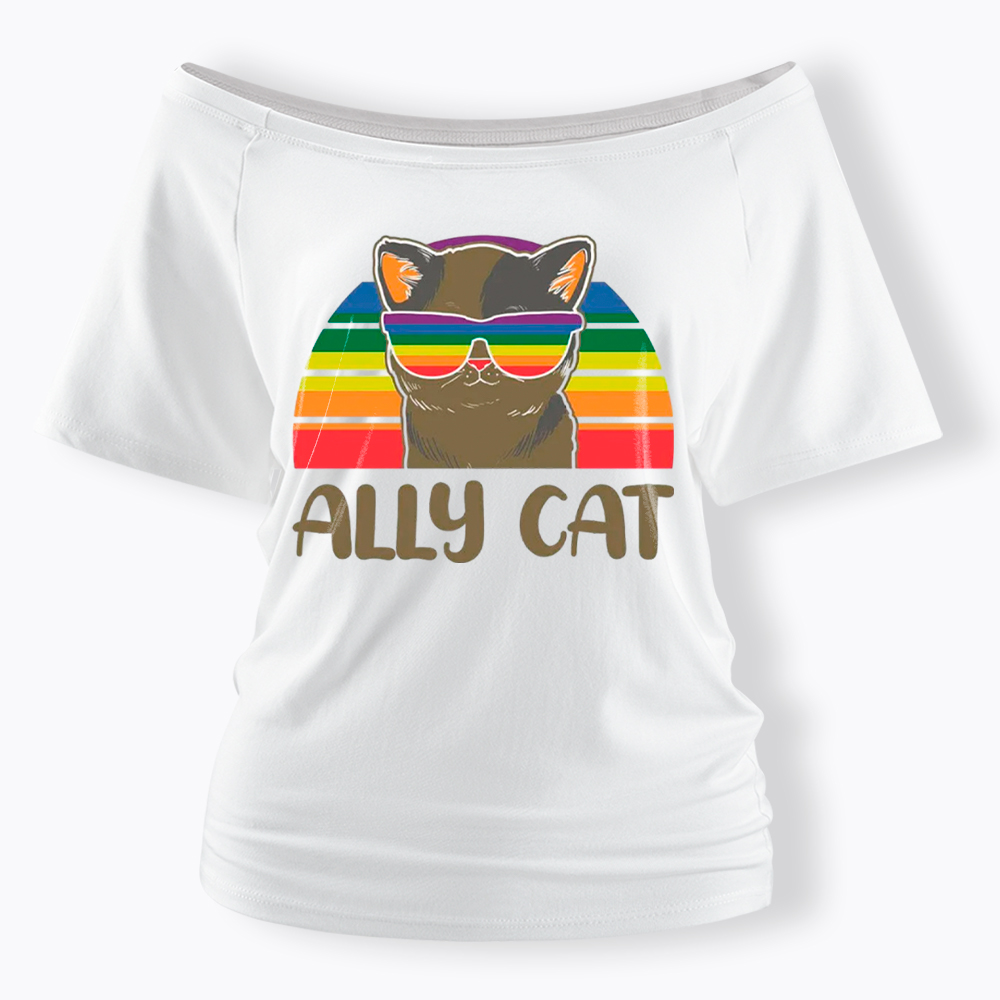 Ally Cat Off Shoulder T-Shirt