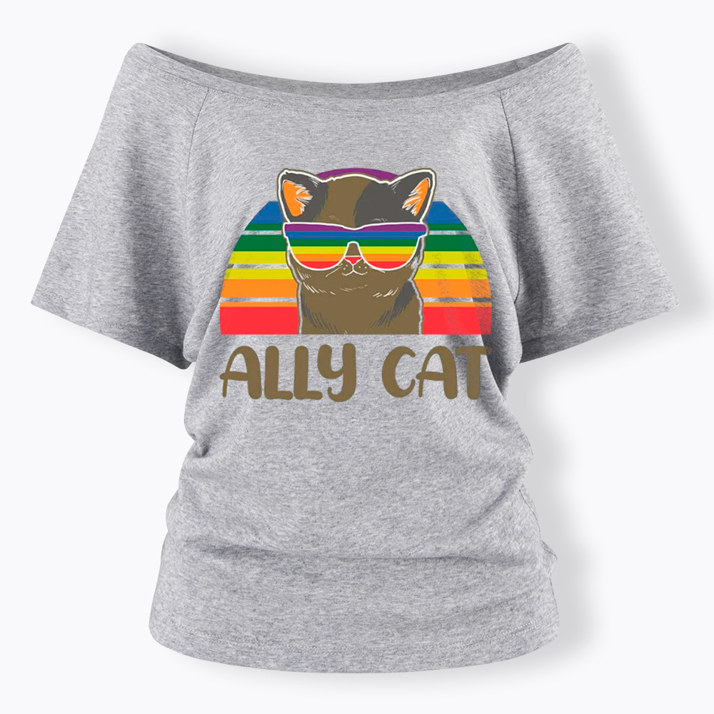 Ally Cat Off Shoulder T-Shirt