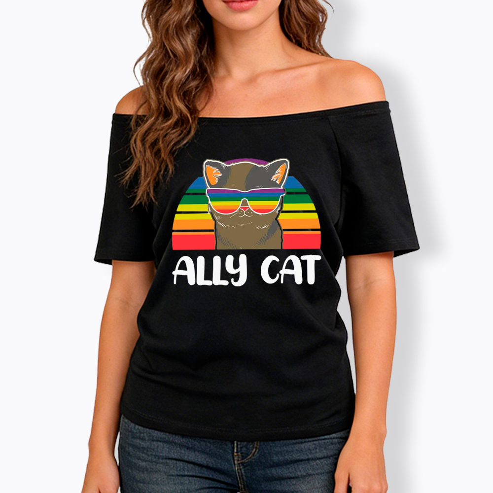 Ally Cat Off Shoulder T-Shirt