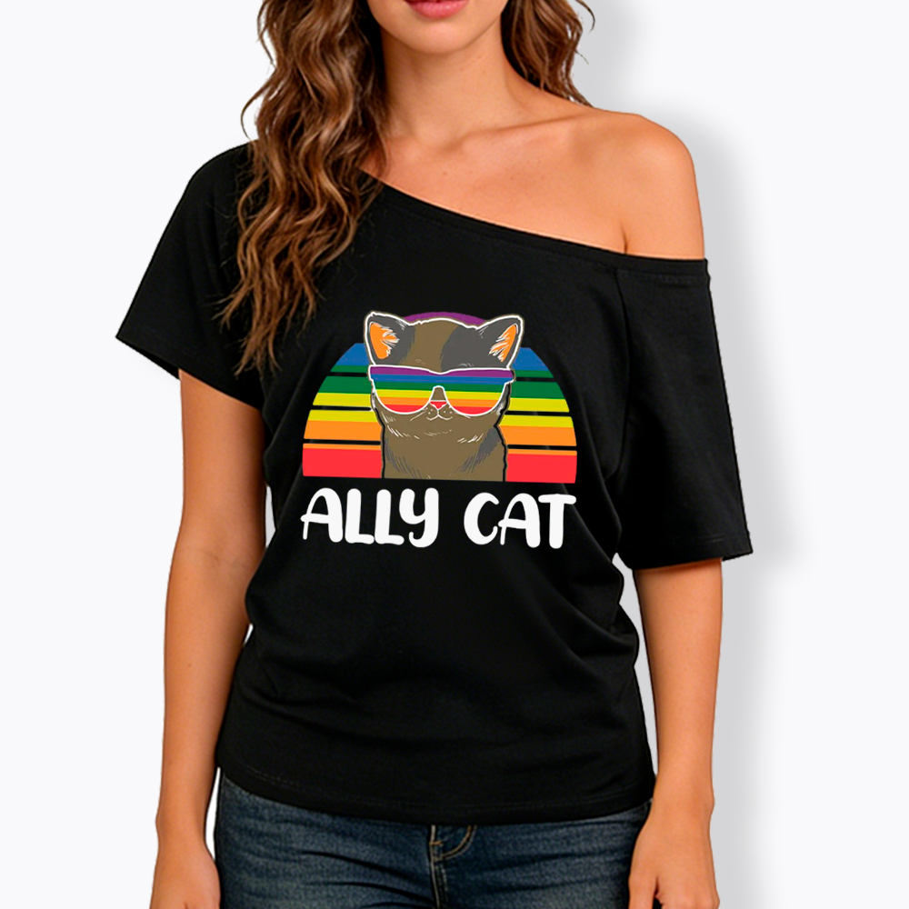 Ally Cat Off Shoulder T-Shirt