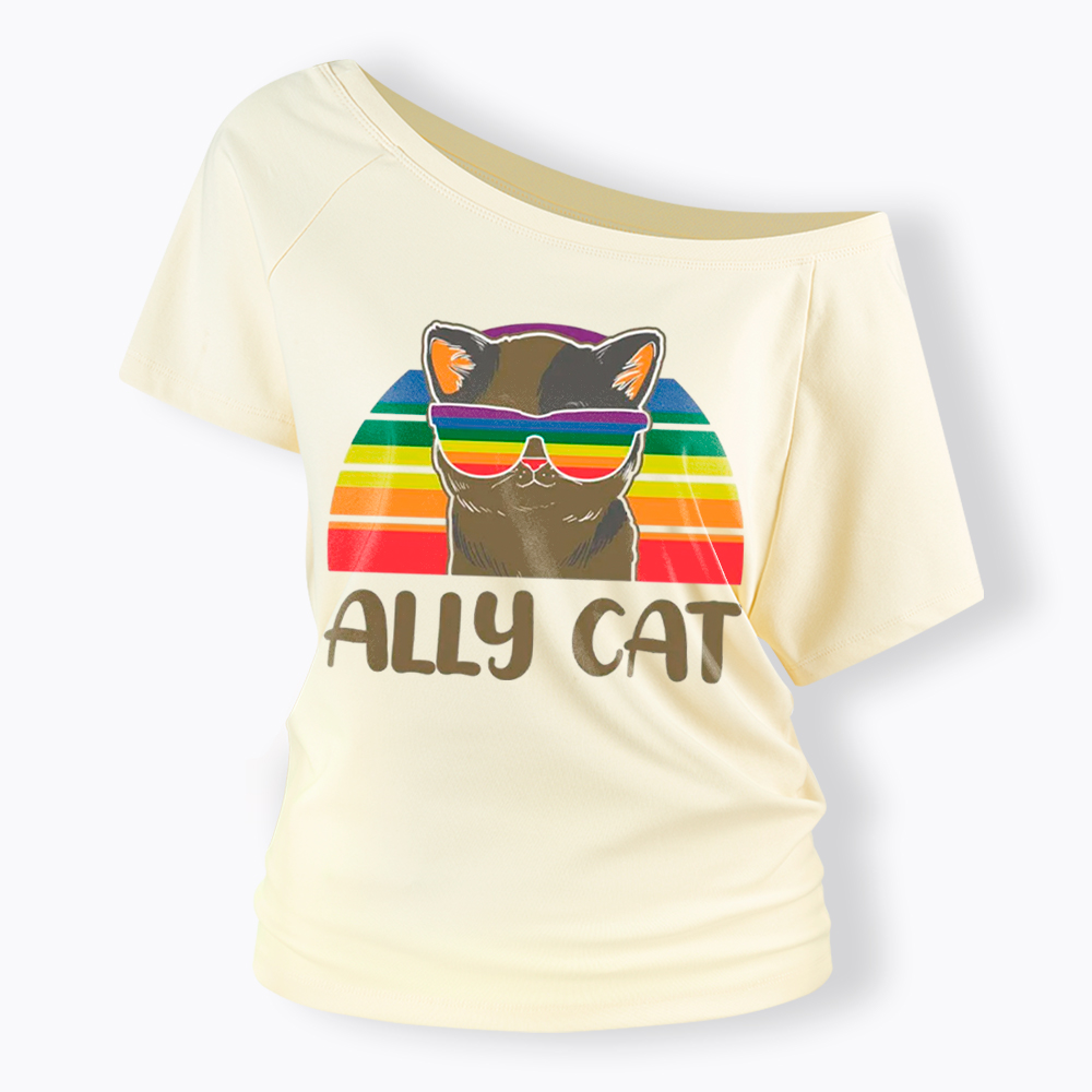Ally Cat Off Shoulder T-Shirt