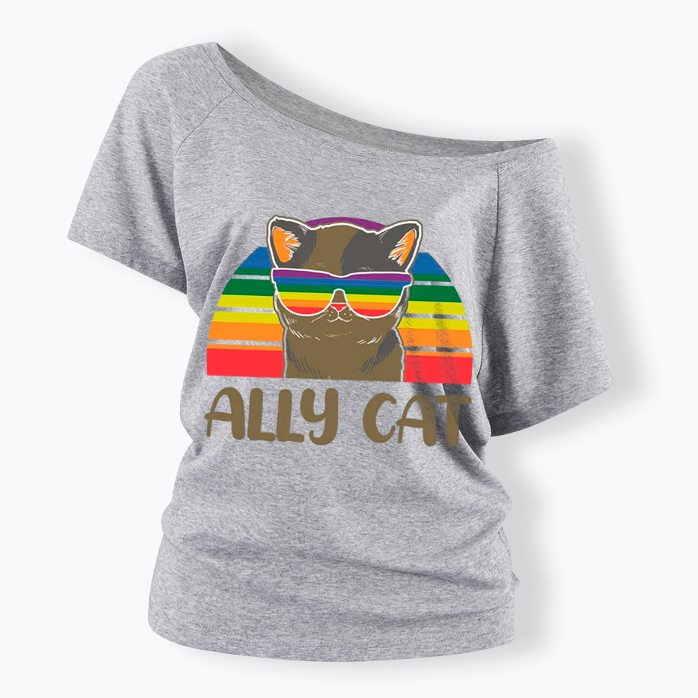 Ally Cat Off Shoulder T-Shirt