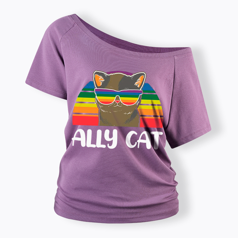 Ally Cat Off Shoulder T-Shirt