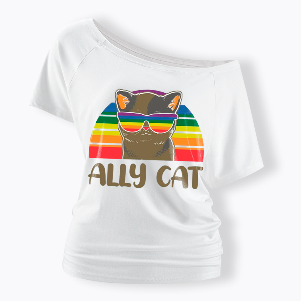 Ally Cat Off Shoulder T-Shirt