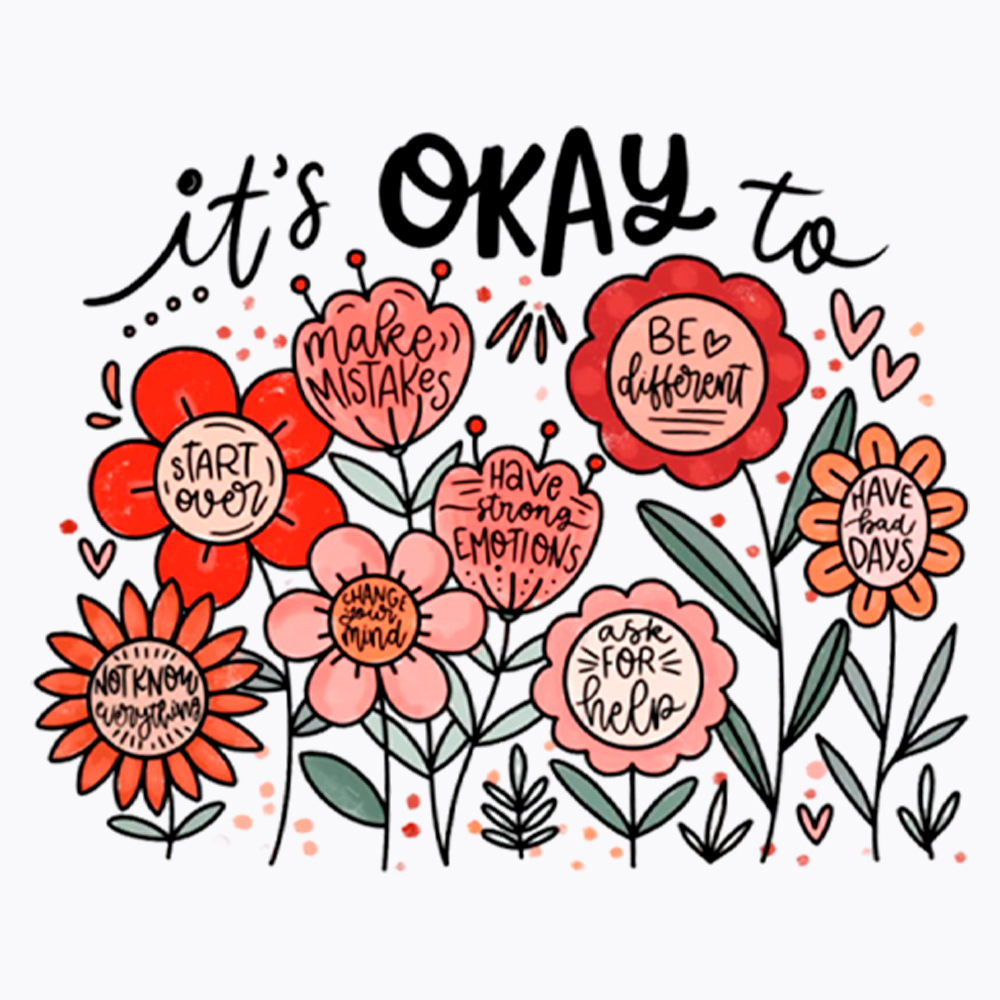 It's Okay Floral Mental Health Motivational Cropped T-Shirt