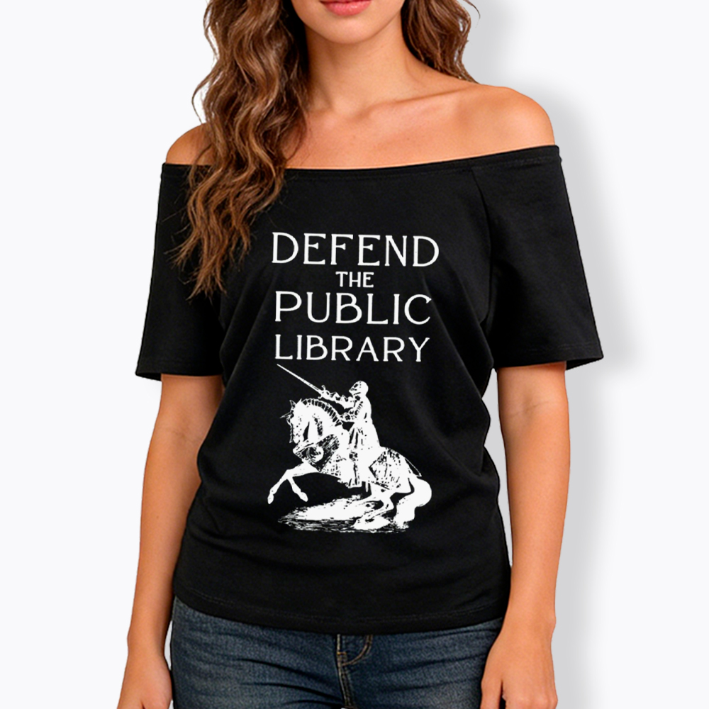 Defend The Public Library Off Shoulder T-Shirt