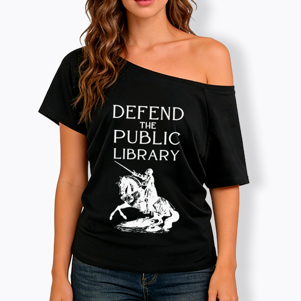 Defend The Public Library Off Shoulder T-Shirt