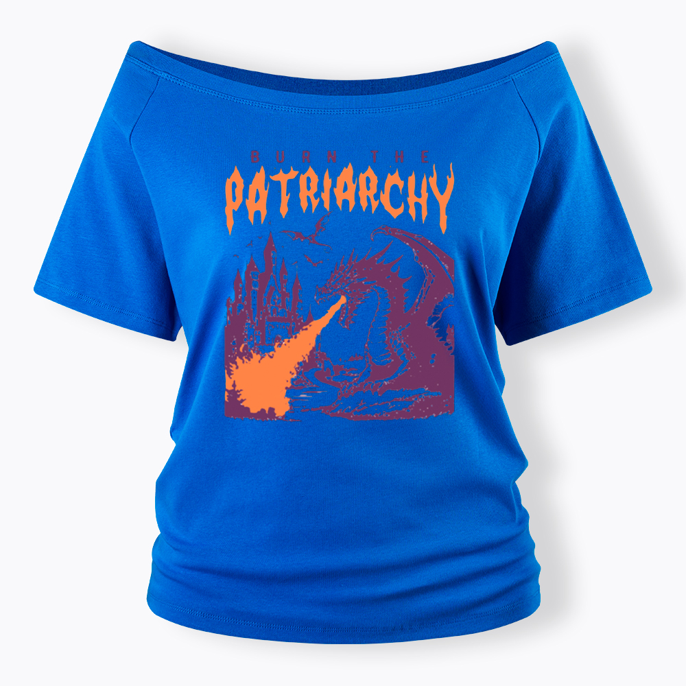 Burn the Patriarchy Dragon Off Shoulder T-Shirt
