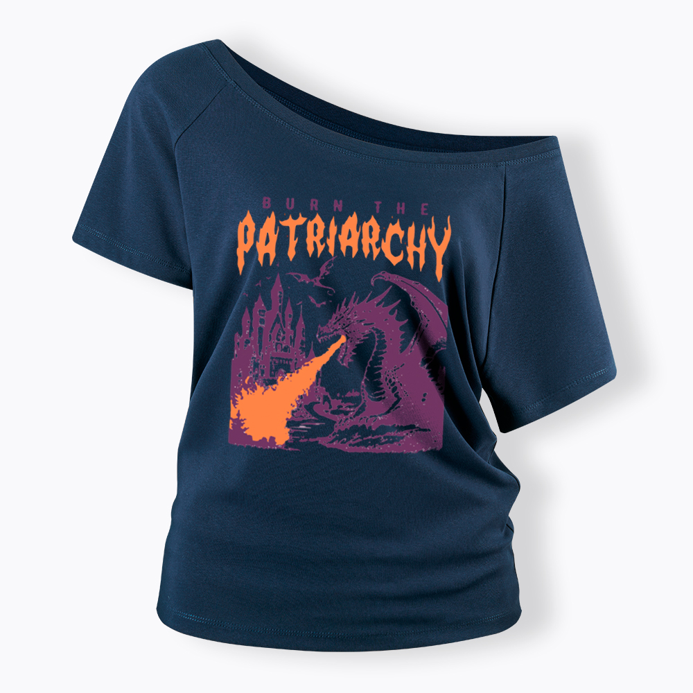 Burn the Patriarchy Dragon Off Shoulder T-Shirt