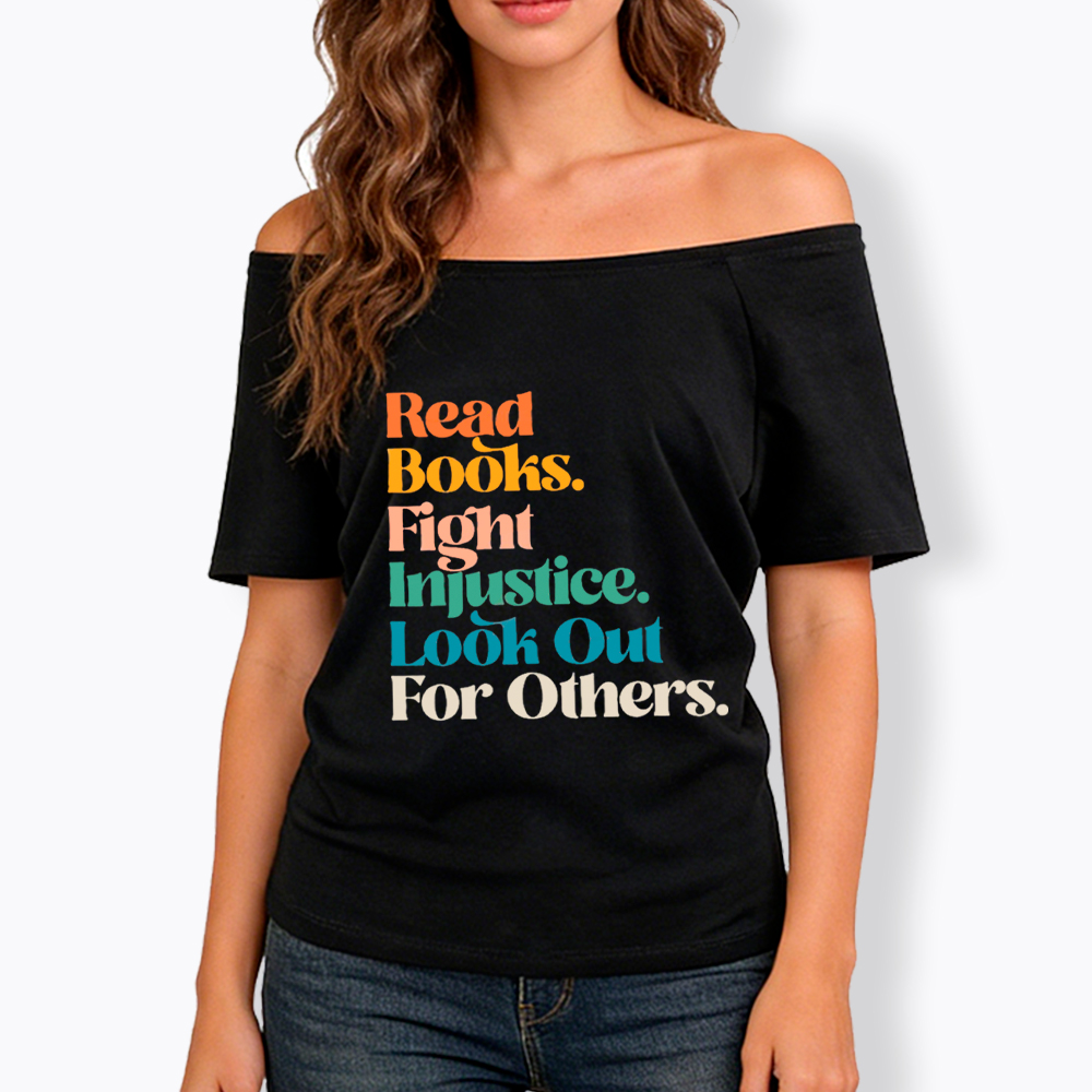 Read Banned Books Social Justice Off Shoulder T-Shirt