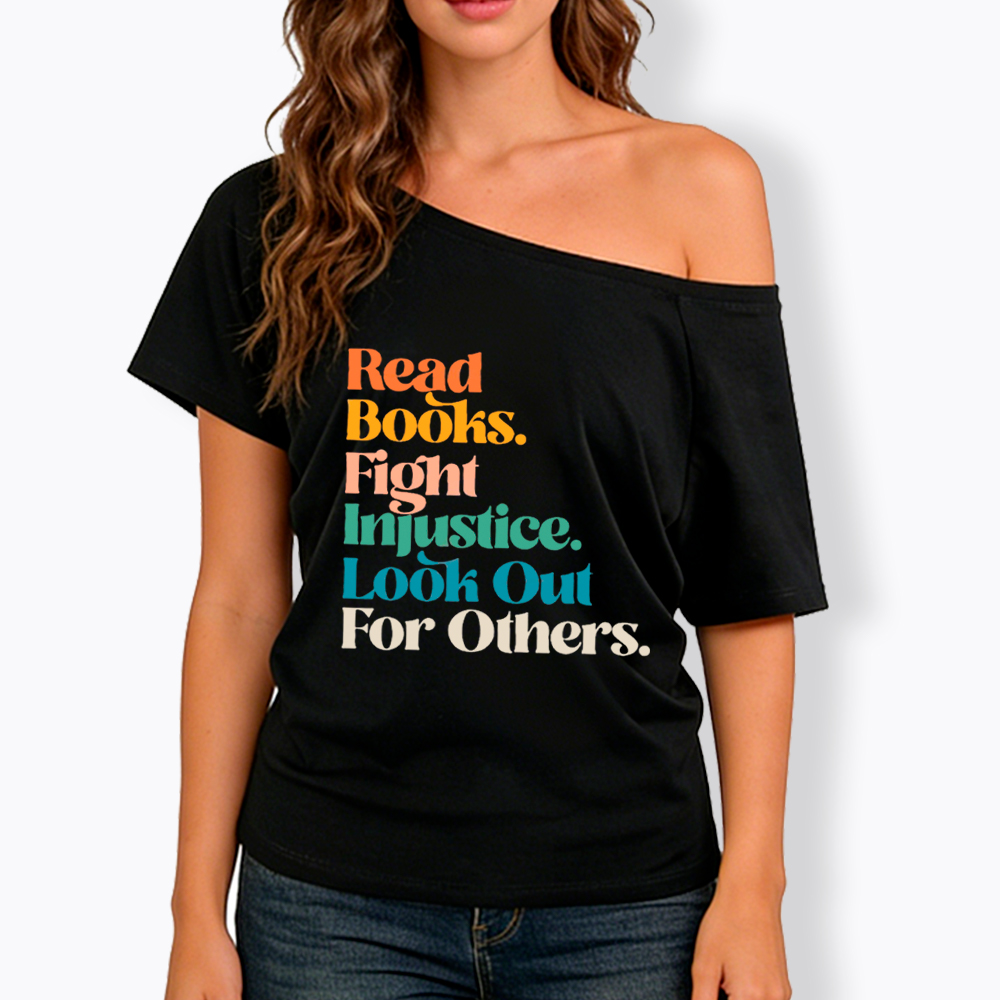 Read Banned Books Social Justice Off Shoulder T-Shirt