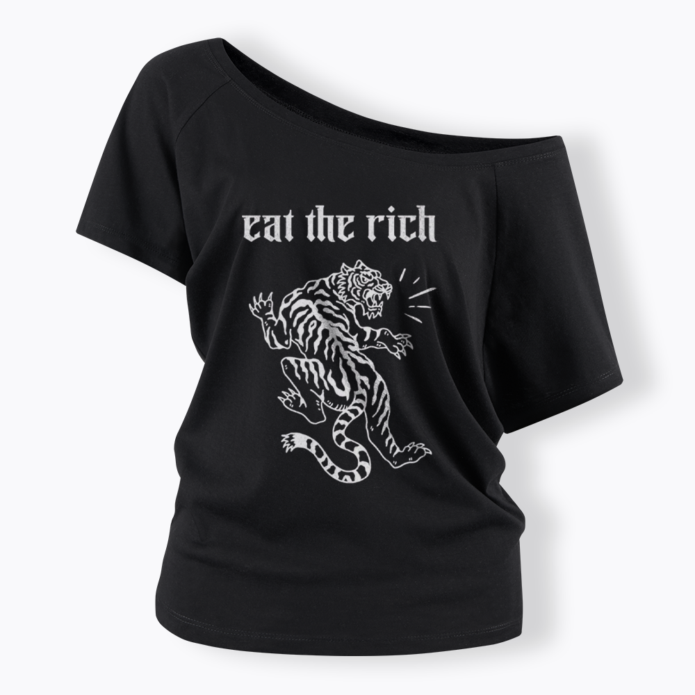 Eat The Rich Off Shoulder T-shirts