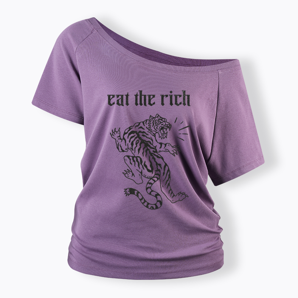 Eat The Rich Off Shoulder T-shirts