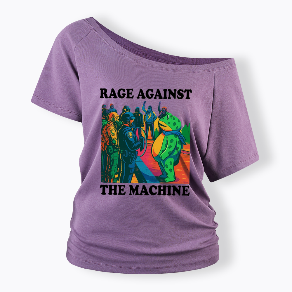 Comfort Colors Portland Frog Protest Off Shoulder T-shirts