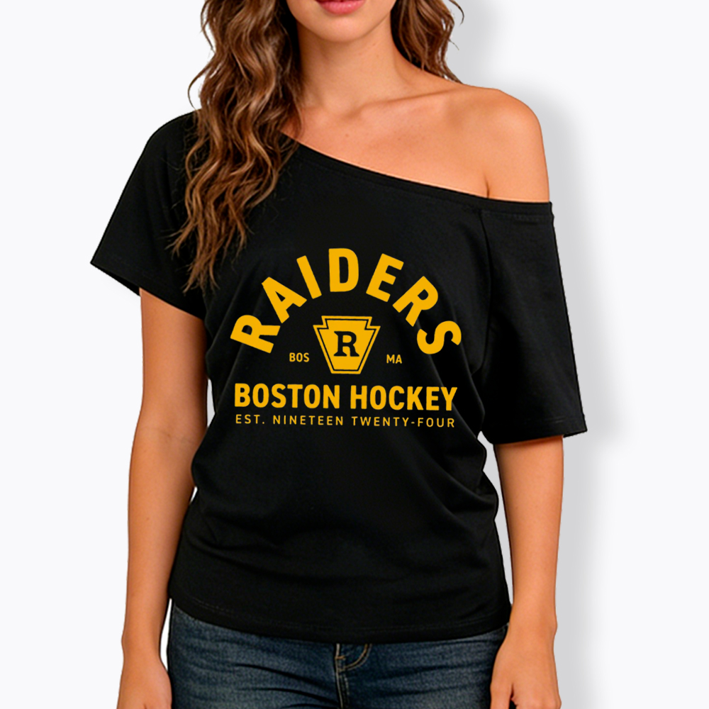 Boston Raiders Hockey Off Shoulder T-Shirt