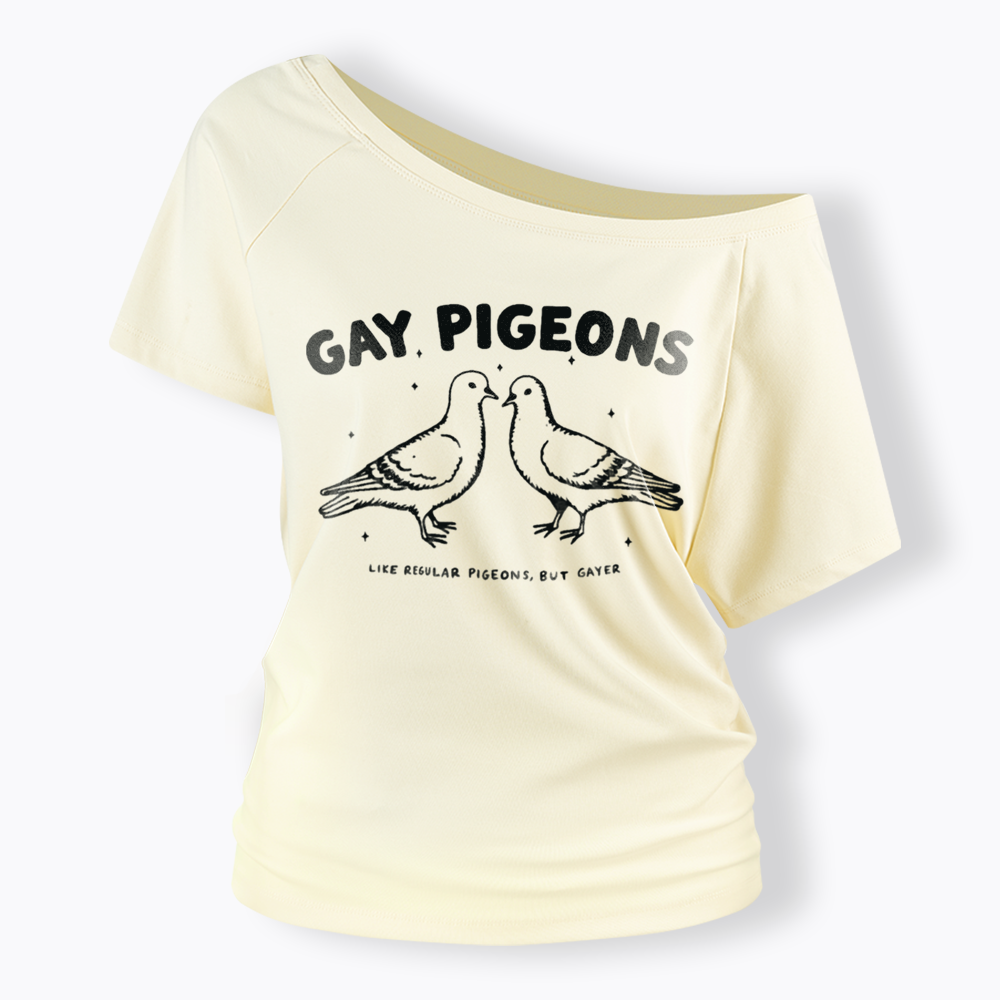 Gay Pigeons Off Shoulder T-shirts