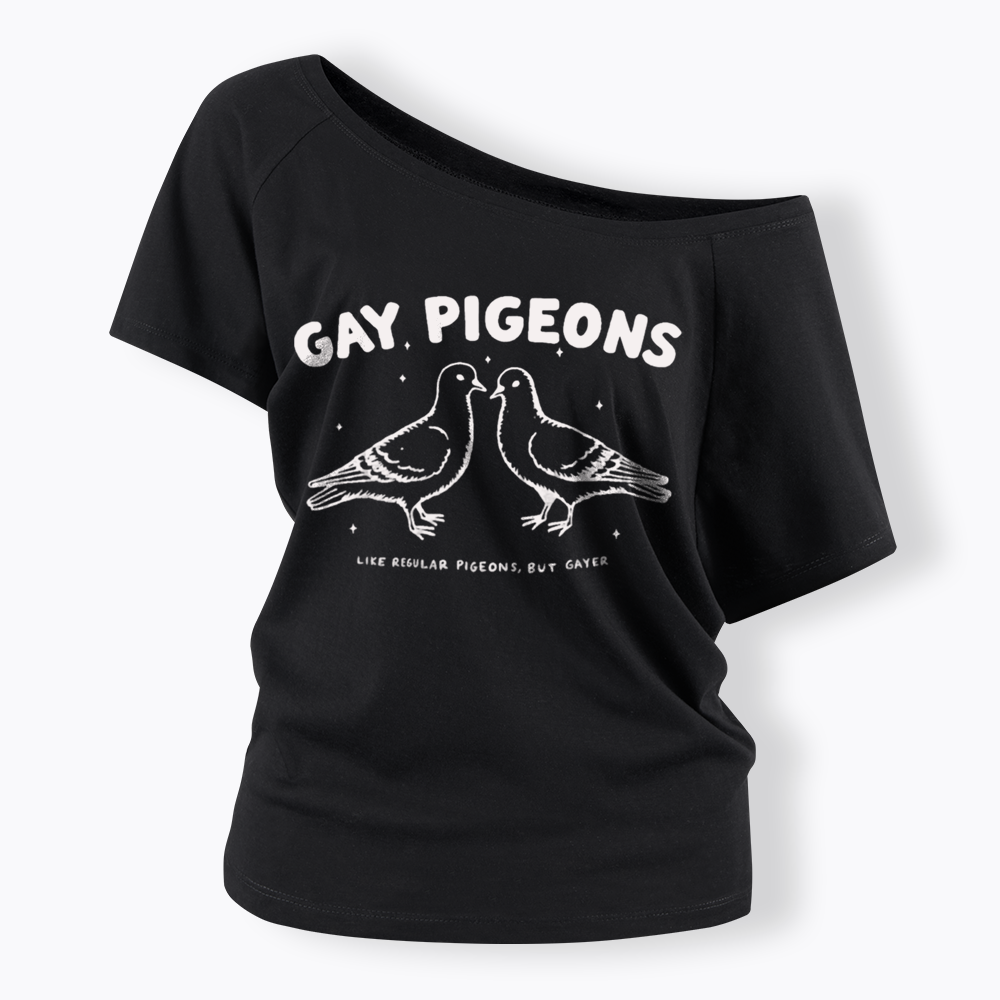 Gay Pigeons Off Shoulder T-shirts