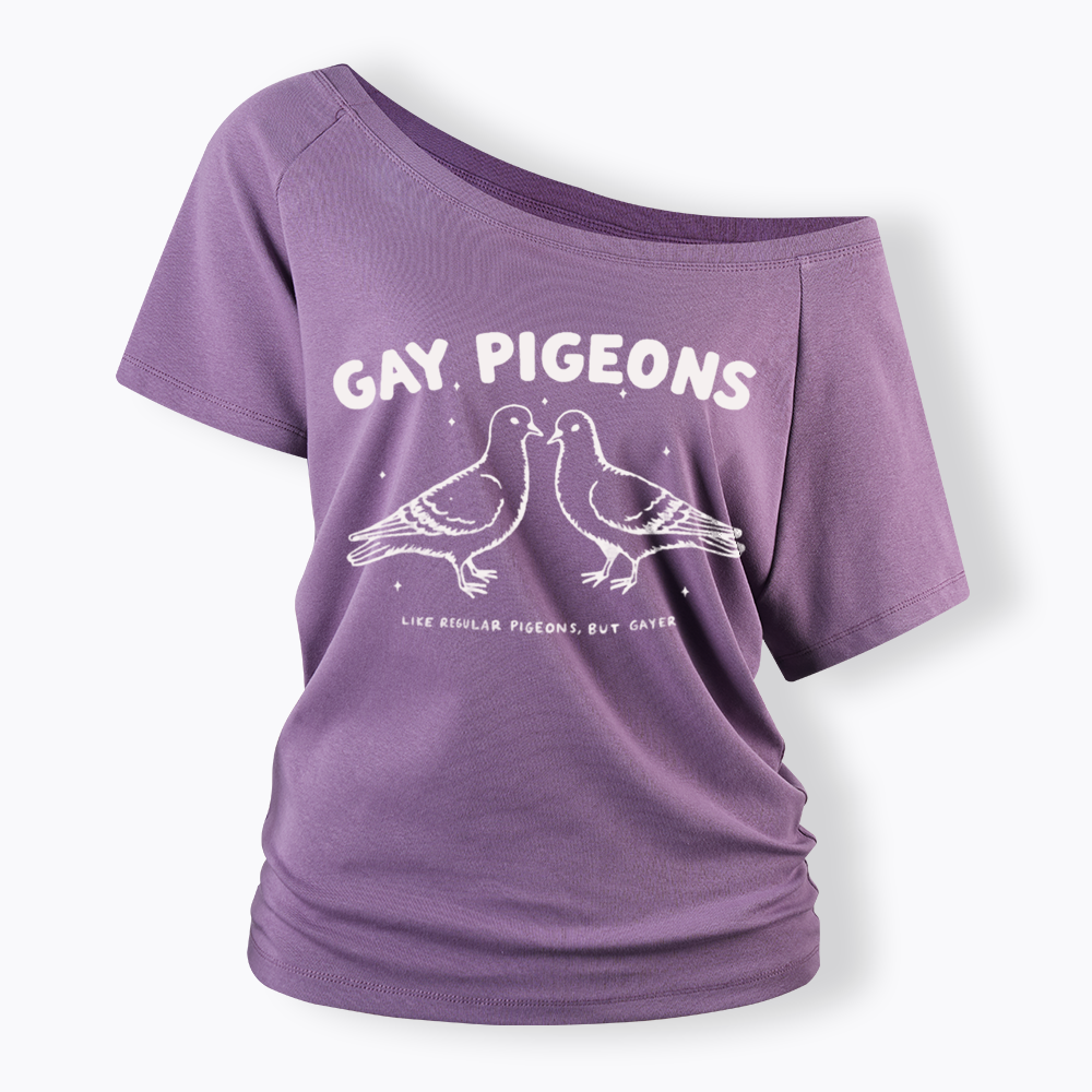 Gay Pigeons Off Shoulder T-shirts