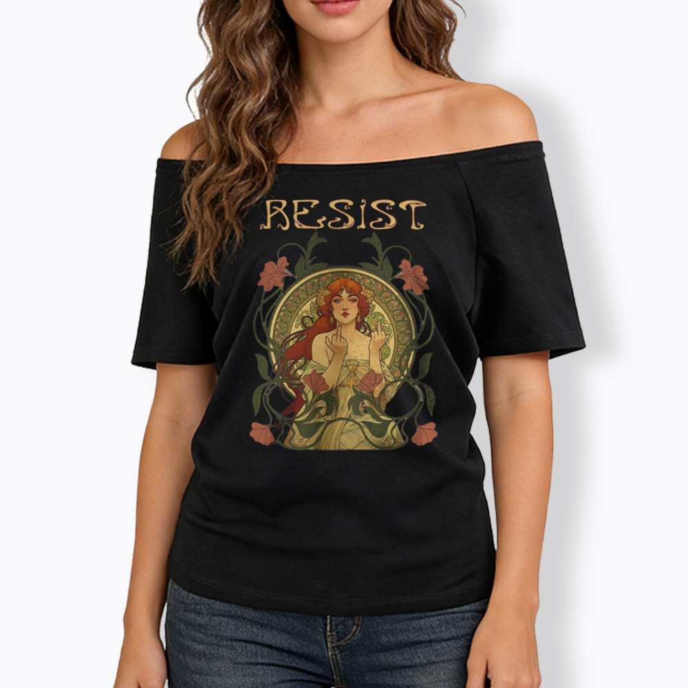 Resist Off Shoulder T-shirts