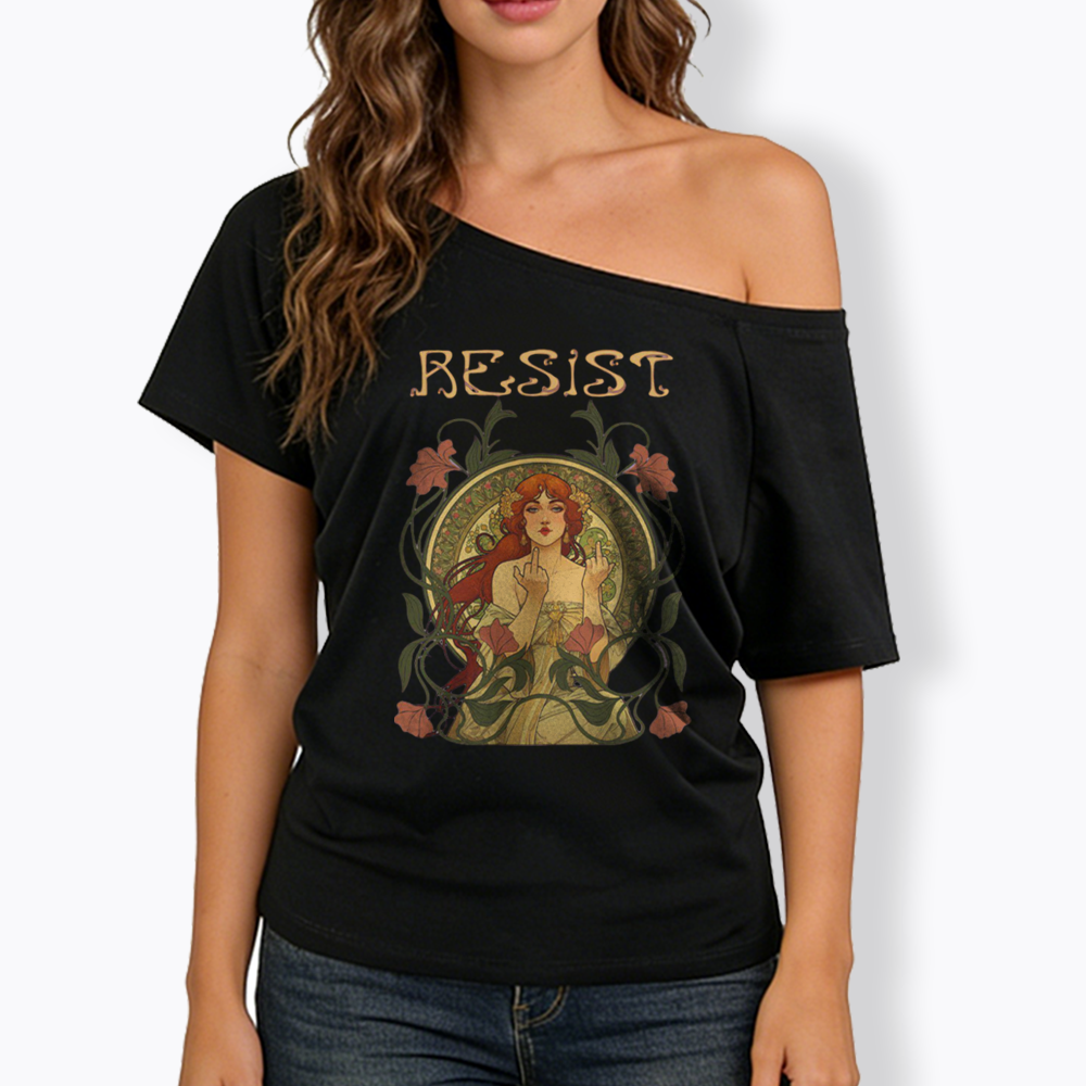Resist Off Shoulder T-shirts