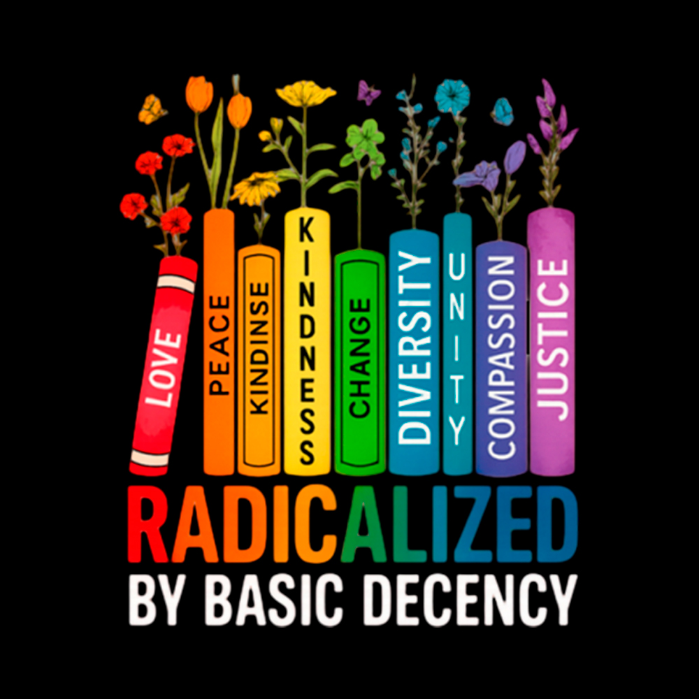 Radicalized by Basic Decency Books & Flowers Equality Off Shoulder T-Shirt