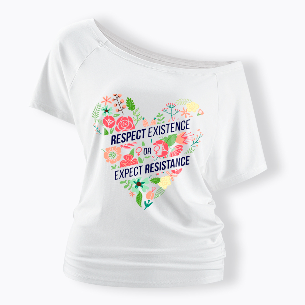 Respect Expect Resistance Off Shoulder T-Shirt