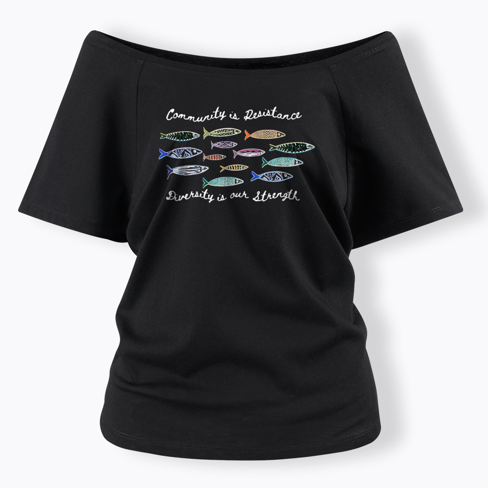 Community is Resistance Off Shoulder T-shirts