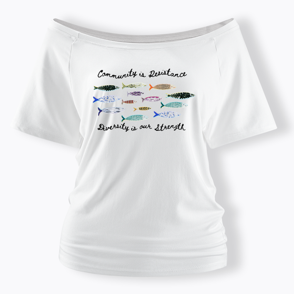 Community is Resistance Off Shoulder T-shirts