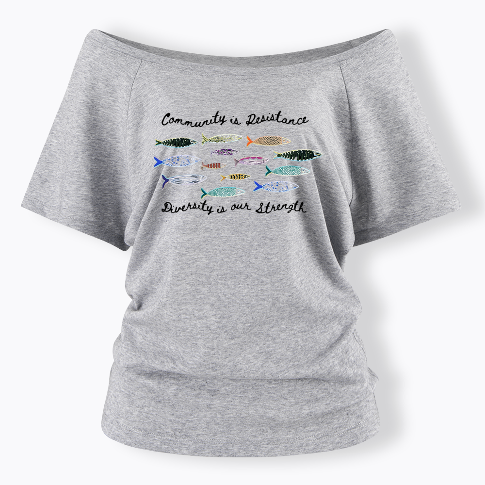 Community is Resistance Off Shoulder T-shirts
