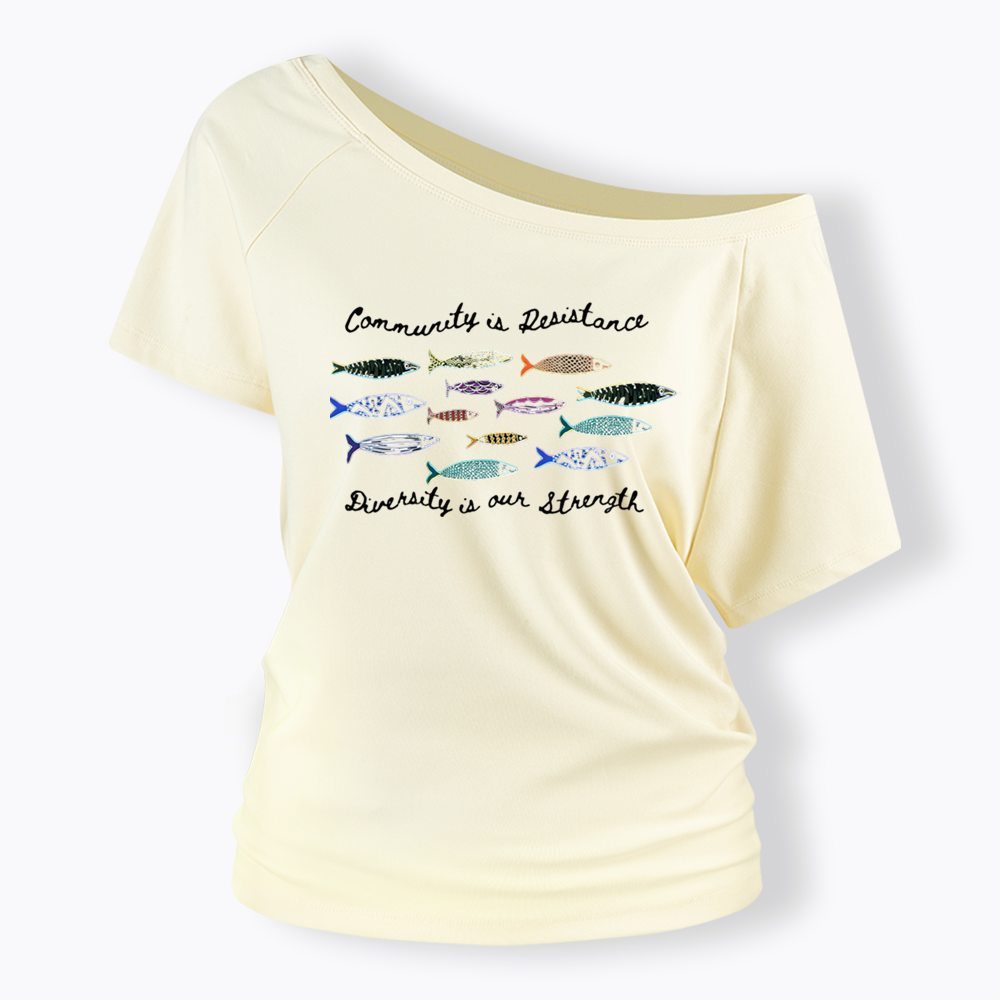 Community is Resistance Off Shoulder T-shirts