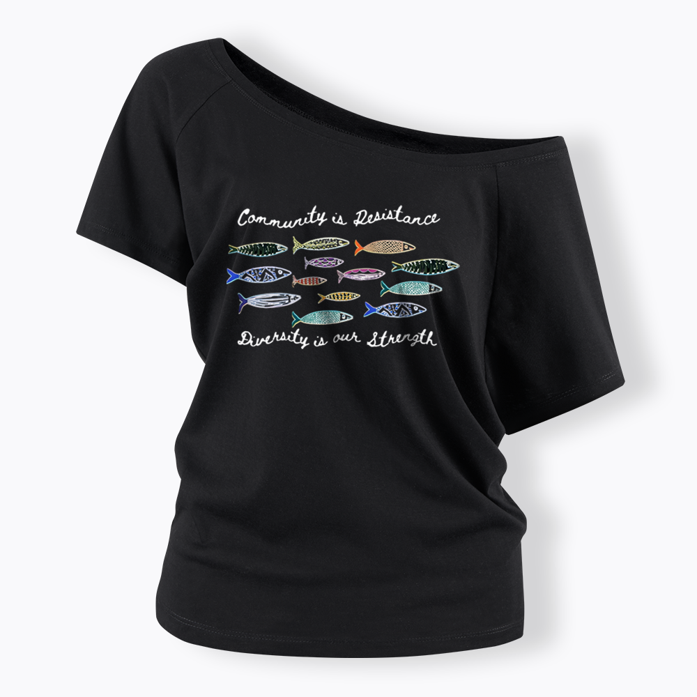Community is Resistance Off Shoulder T-shirts