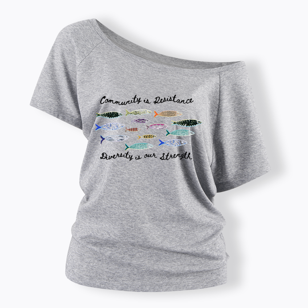 Community is Resistance Off Shoulder T-shirts