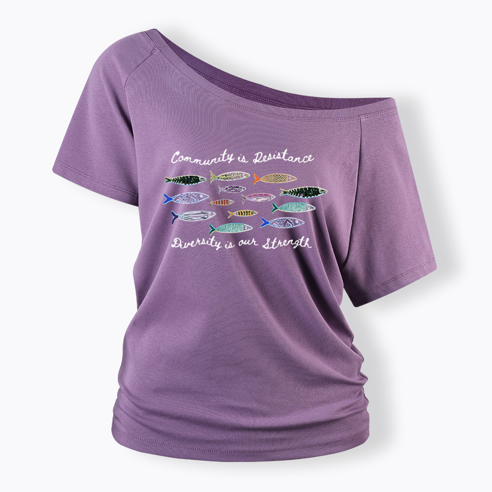 Community is Resistance Off Shoulder T-shirts