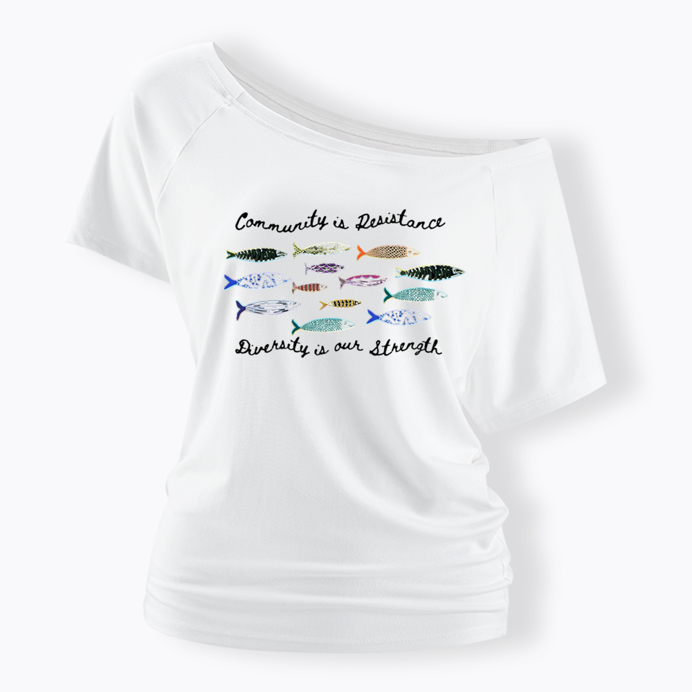 Community is Resistance Off Shoulder T-shirts