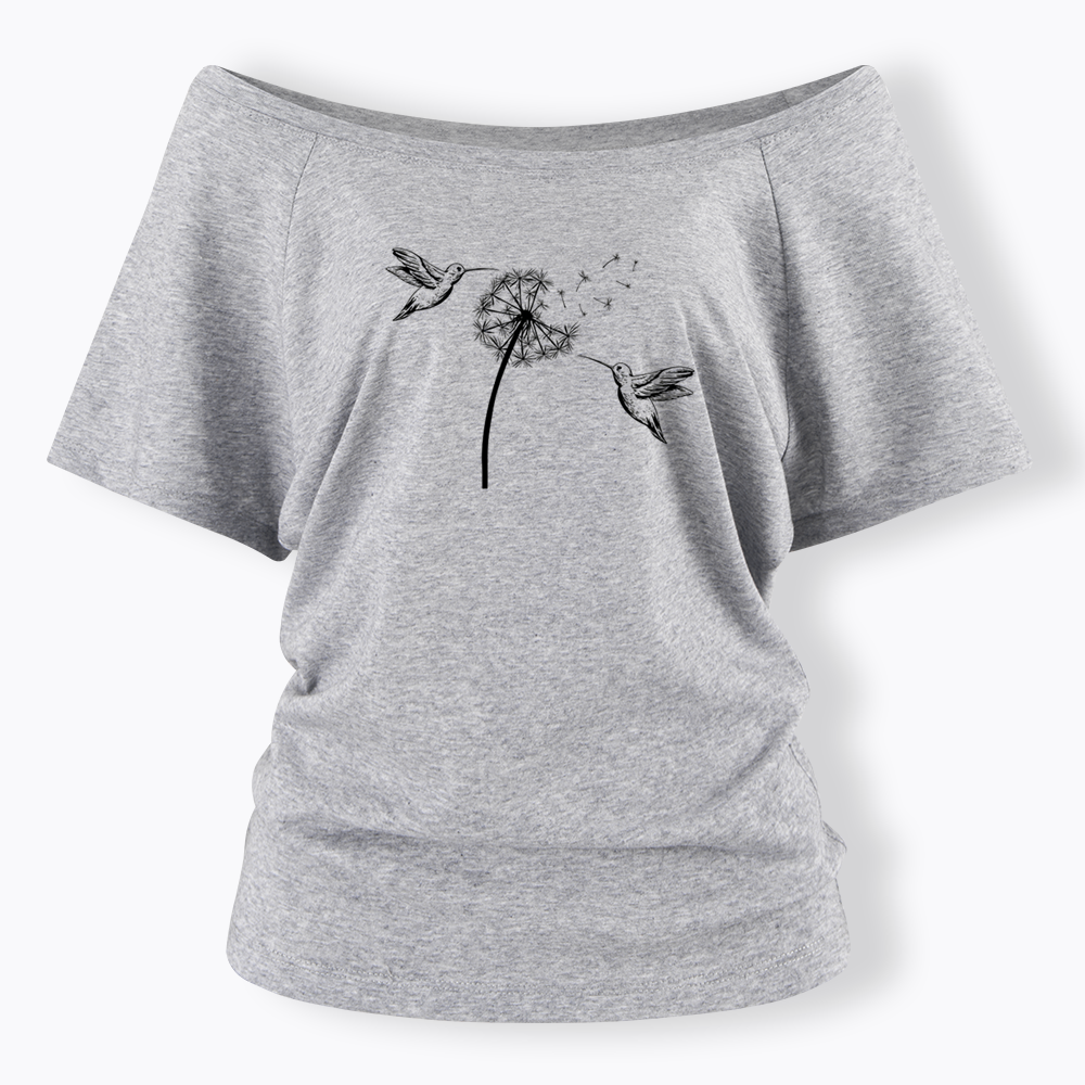 Cute Dandelion Hummingbird Off Shoulder T-shirts