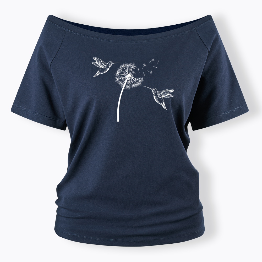 Cute Dandelion Hummingbird Off Shoulder T-shirts